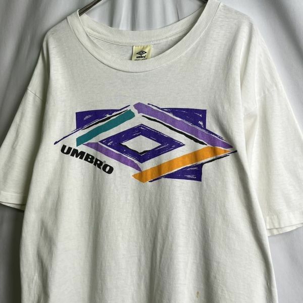 90s USA製 UMBRO プリント Tシャツ L シングルステッチ ロゴ アンブロ 80s 00s 古着 オールド ビンテージ