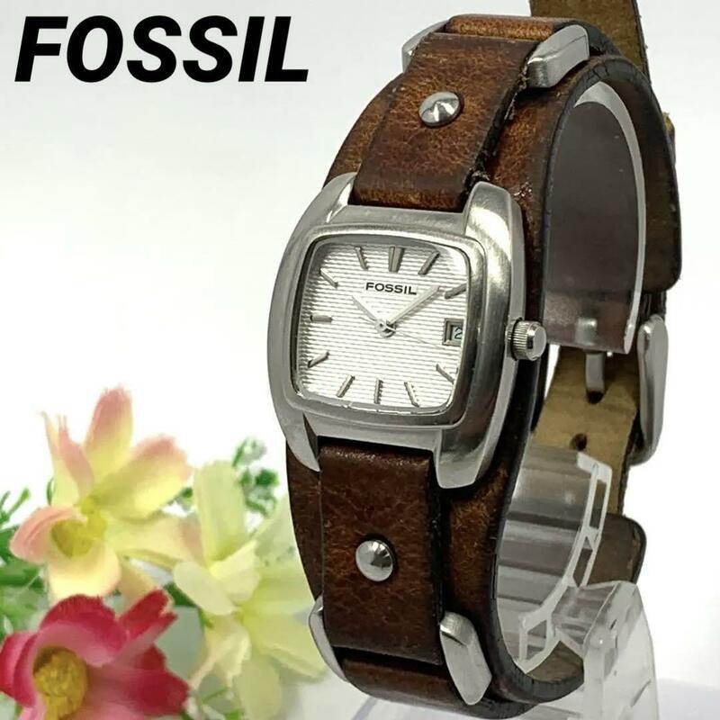 261 FOSSIL フォッシル レディース 腕時計 新品電池交換済 デイト 日付 クオーツ式 人気 希少 ビンテージ レトロ アンティーク