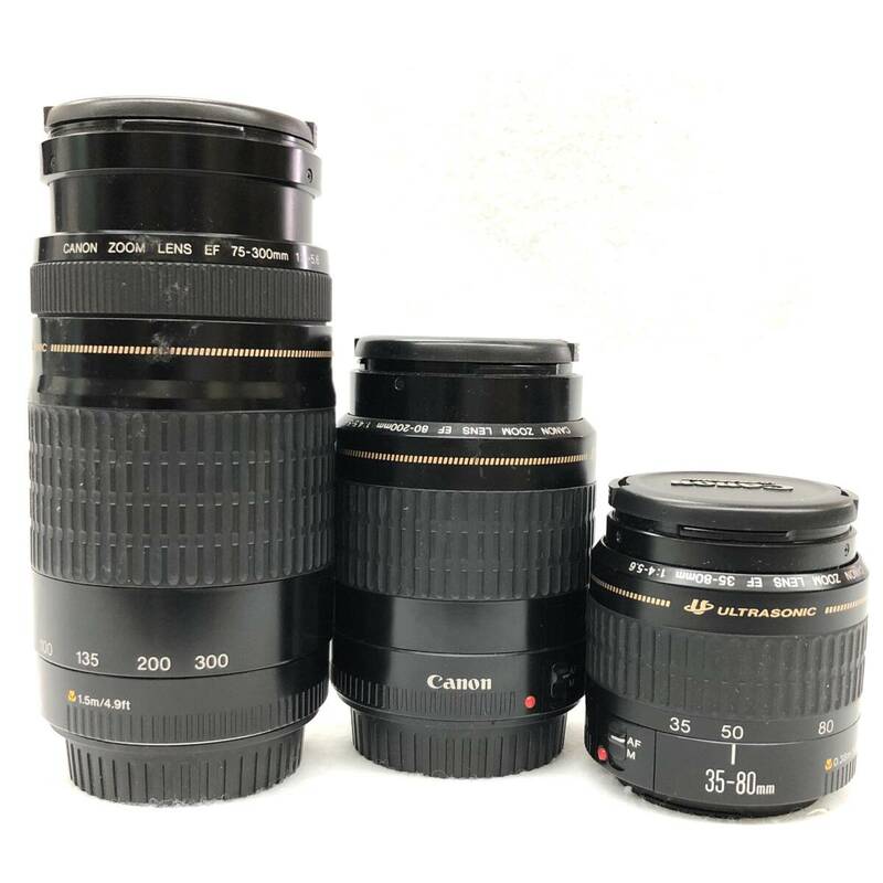 Canon / ULTRASONIC / EF / 75-300mm 1:4.5-5.6 / 80-200mm 1:4.5-5.6 / 35-80mm 1:4.5-5.6 / キャノン / レンズ3点セット / 現状品