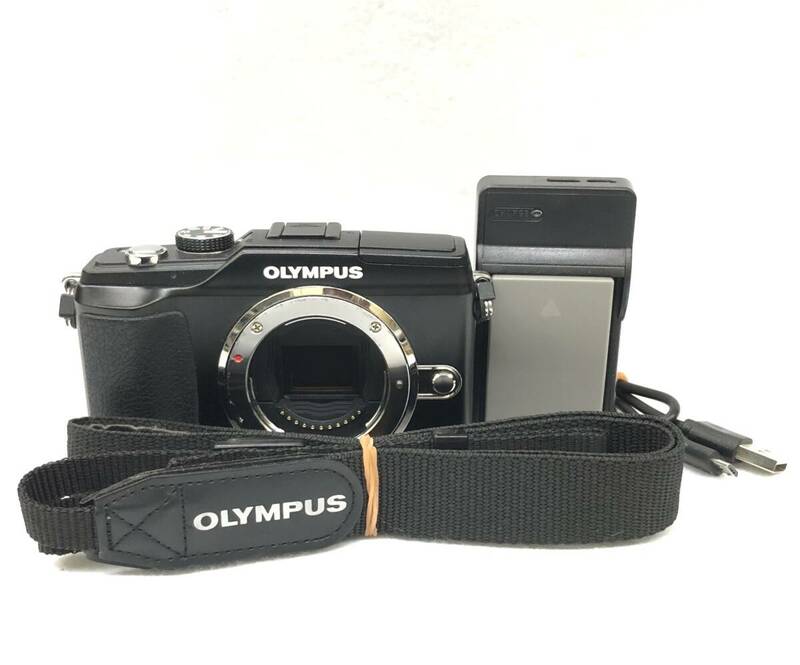 OLYMPUS PEN E-PL2 / オリンパス / ミラーレス一眼カメラ / ブラック / ストラップ、バッテリー、充電器付き / 通電確認済み / ジャンク品