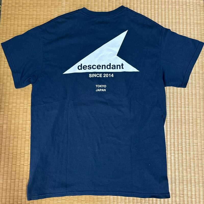 DESCENDANT 胸&バクプリ入り ロゴ Tシャツ 紺2 レア ディセンダント