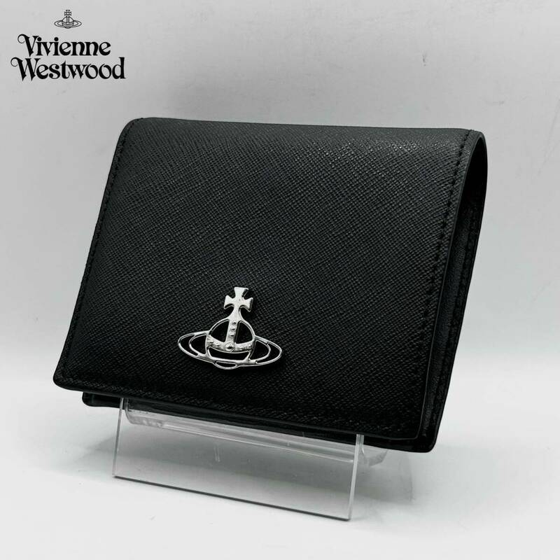 極美品 Vivienne Westwood ヴィヴィアン ウエストウッド 二つ折り財布 DEBBIE デビー オーブ 黒 ブラック