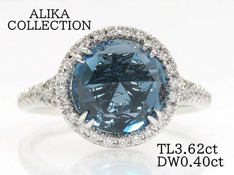 ALIKA COLLECTION アリカコレクション 750 ブルートパーズ3.62ct ダイヤモンド0.40ct リング ホワイトゴールド