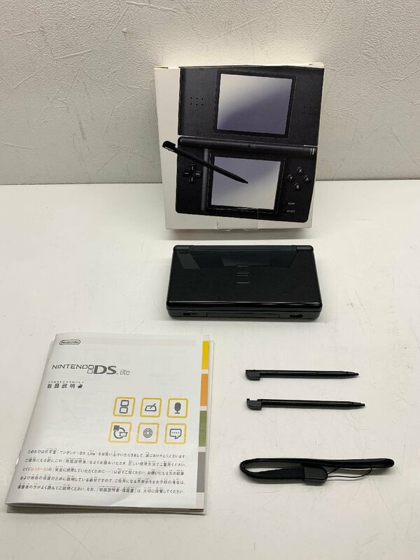 【動作確認OK/美品】Nintendo 任天堂 ニンテンドー DS Lite USG-001 ジェットブラック　箱、取説