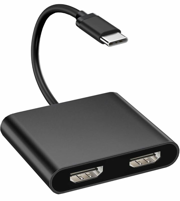 ① USB C HDMI 変換アダプター デュアル HDMI Type-C マルチディスプレイアダプタ 3画面 4Kx2K映像出力 2ポートデュアルモニター HDMI