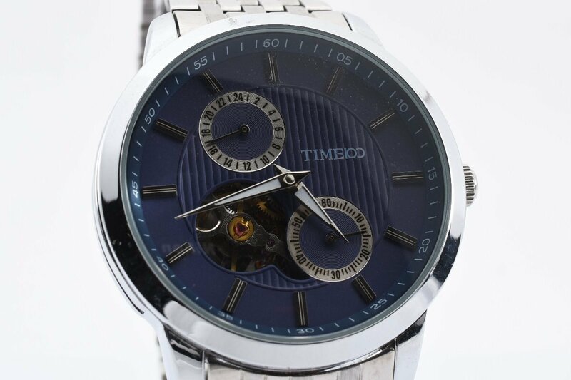 稼働品 スモセコ スケルトン ラウンド W60029G 自動巻き メンズ 腕時計 TIME100