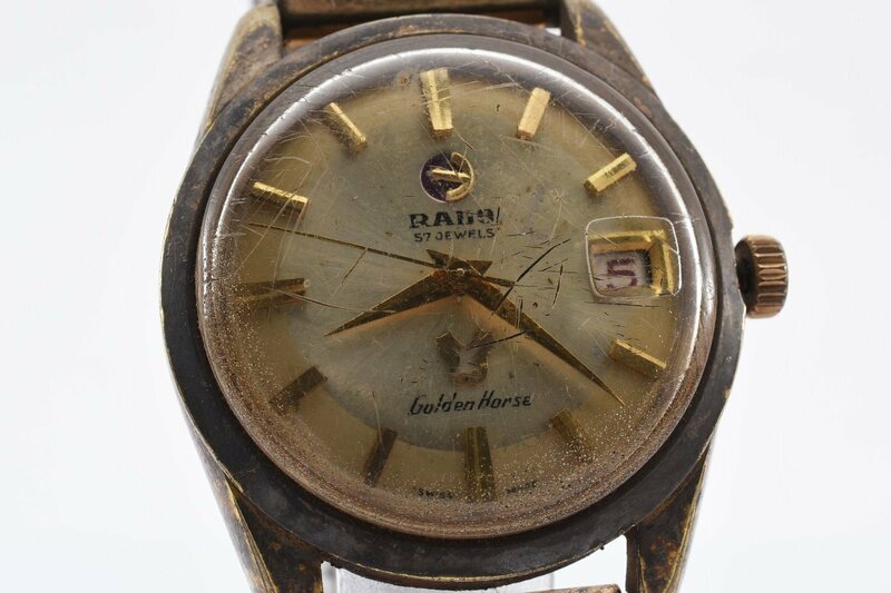 稼働品 ラドー ゴールデンホース デイト ラウンド 11674 手巻き メンズ 腕時計 RADO