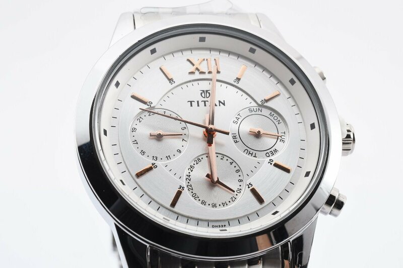 美品 新品 未使用 タイタン オクタン 1766SAA クロノグラフ ラウンド コンビ クォーツ メンズ 腕時計 TAITAN