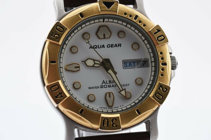 セイコー アルバ アクアギア V348-6A50 デイデイト ラウンド コンビ クォーツ メンズ 腕時計 SEIKO
