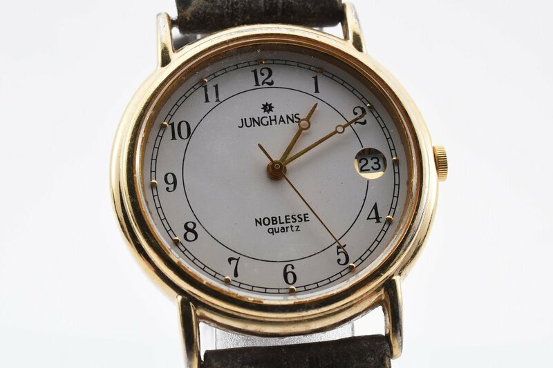 ユンハンス JN-104M デイト ラウンド ゴールド クォーツ レディース 腕時計 Junghans