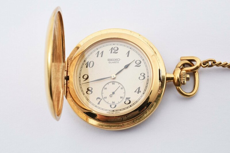 セイコー 内閣総理大臣 懐中時計 ゴールド スモセコ クオーツ 腕時計 SEIKO