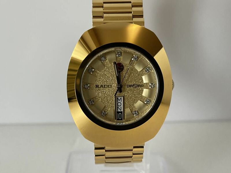 【1円スタート】稼働品 極美品 ラドー ダイアスター 石付き ゴールド デイデイト 自動巻き メンズ 腕時計 RADO