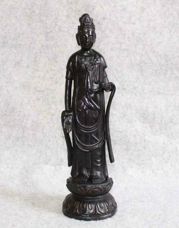 仏教美術◆観音像　銅製　31cm◆観音菩薩　ブロンズ像　 銅像　仏像　観音様