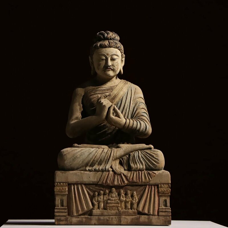 ■観心・時代旧蔵■C5122クシャーン朝時代 仏教古美術・ 時代古仏 ガンダーラ木仏 楠木彫 ガンダーラ