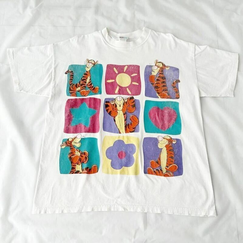 90s USA製 ティガー 白 ビッグサイズ Tシャツ くまのプーさん TIGGER ビンテージ （ 90年代 アメリカ製 古着 Winnie The Pooh ディズニー