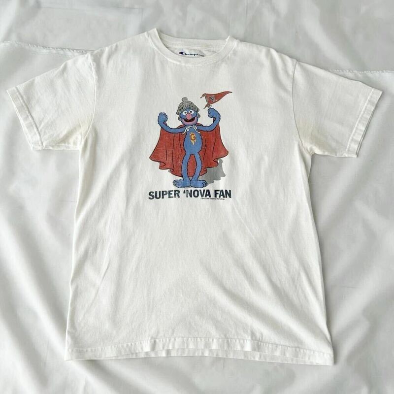 00s CHAMPION セサミストリート スーパーグローバー Tシャツ 2006年製 白 youth M ビンテージ （ 00年代 チャンピオン キャラクター 90s