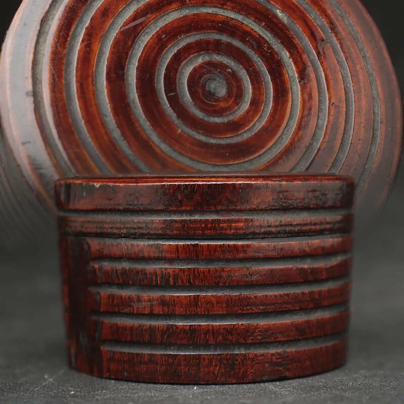 JK687 時代 木地 糸目 香合 径6.4cm 重45g・木地香合・木造香盒 茶道具 香道具