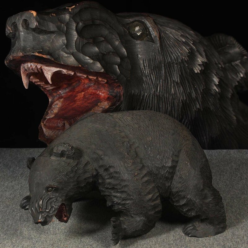 DS587 時代 重厚 大型 八雲系 木彫熊 幅73cm 重17.3kg・木彫り熊「吠熊」置物 アイヌ彫刻 民芸 北海道伝統工芸
