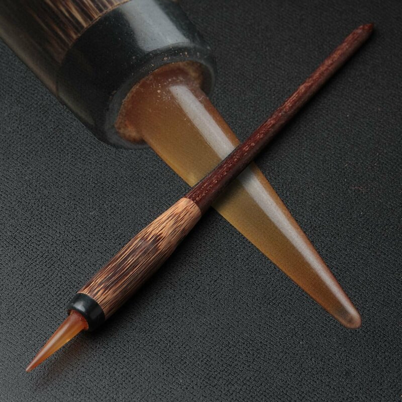 JJ582 アンティーク 木軸 硝子筆・ガラス筆 全長15.8cm 重5g・ガラスペン 書道具