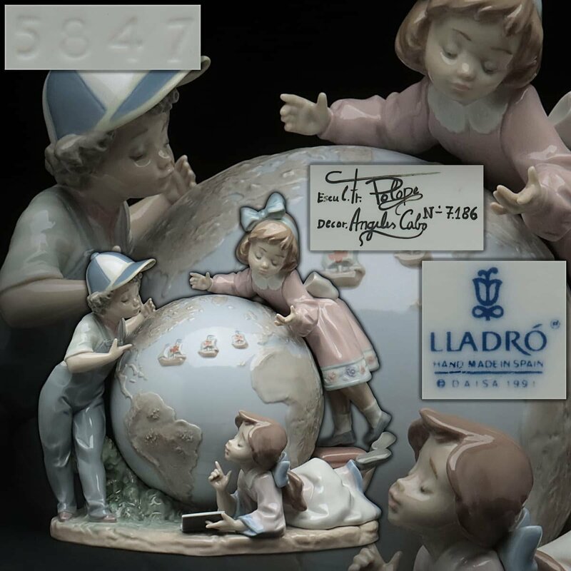 ES943 【LLADRO】リヤドロ # 5847 絶版「コロンブスの航海」置物 幅24.8cm 重2.1kg サイン入 フィギュリン 陶器人形