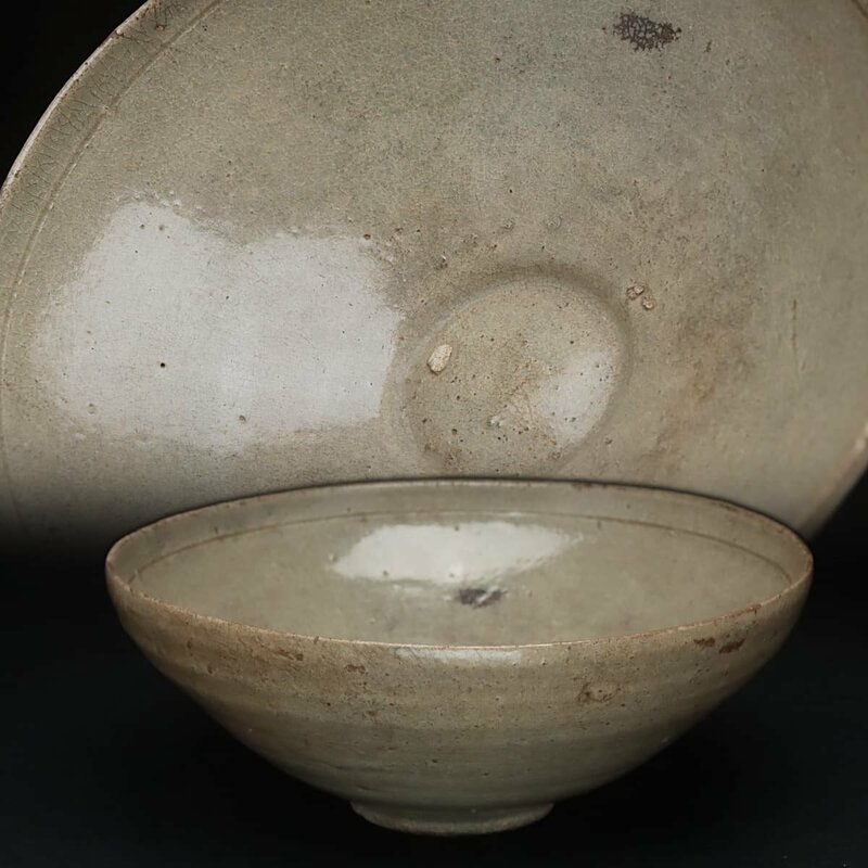 ES364 朝鮮古美術 高麗青磁鉢 径19.5cm 重510g・青瓷大碗・菓子鉢 朝鮮古陶