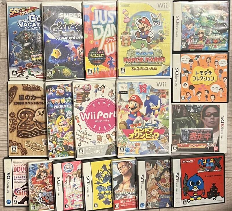 大量 Ｗii ソフト ケース 星のカービィ マリオ ワンピース ムシキング 3DS ニンテンドー DS 20周年スペシャルコレクション Nintendo セット