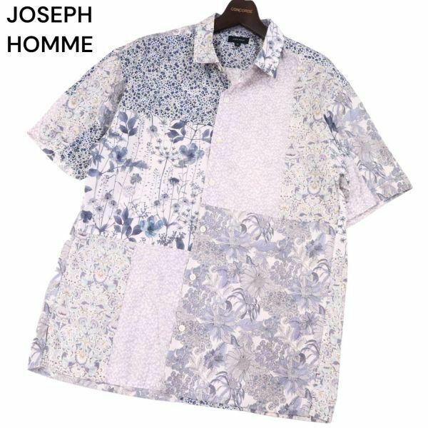 20SS★ JOSEPH HOMME ジョセフ オム 花柄 パッチワーク リバティ総柄★ 春夏 半袖 シャツ Sz.48　メンズ　I4T01529_4#A