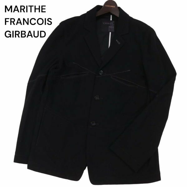 MARITHE FRANCOIS GIRBAUD マリテフランソワ ジルボー 春夏 立体デザイン★ アンコン ジャケット Sz.LL　メンズ 黒　I4T01567_4#M