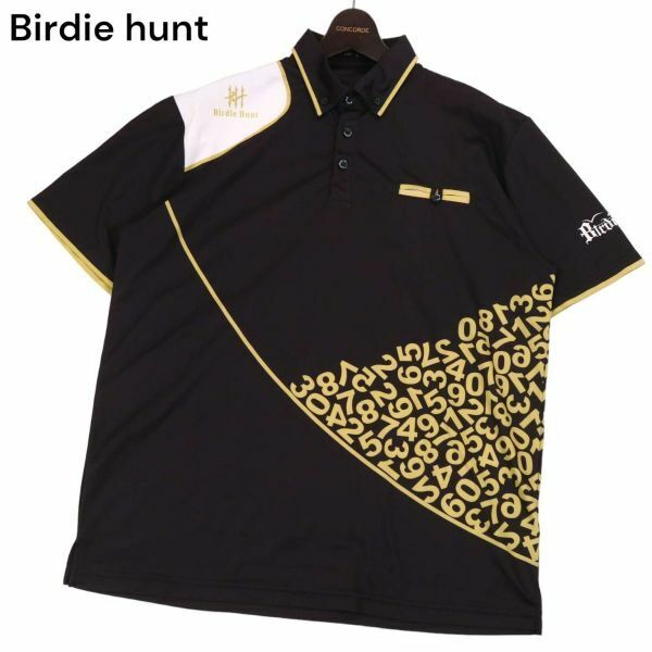 Birdie hunt バーディーハント 春夏 ロゴ&数字プリント★ 半袖 ストレッチ ポロシャツ Sz.LLL　メンズ ゴルフ 大きいサイズ　I4T01740_5#A