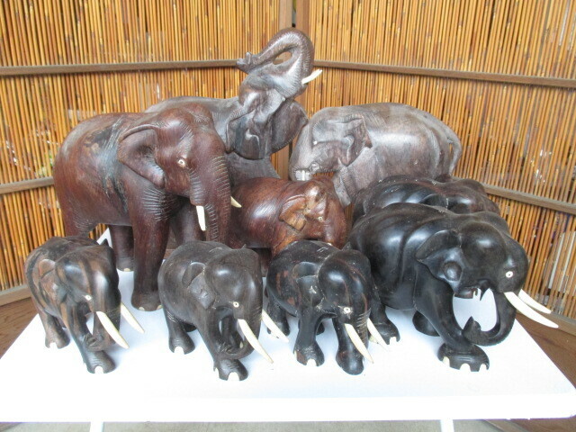 《和》インドネシア　象の置物いろいろセット　黒檀　お土産　