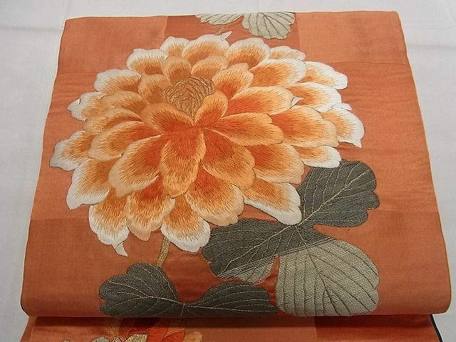 平和屋1■アンティーク　大正ロマン　太鼓柄京袋帯　総刺繍　枝花文　逸品　CAAB6004yk