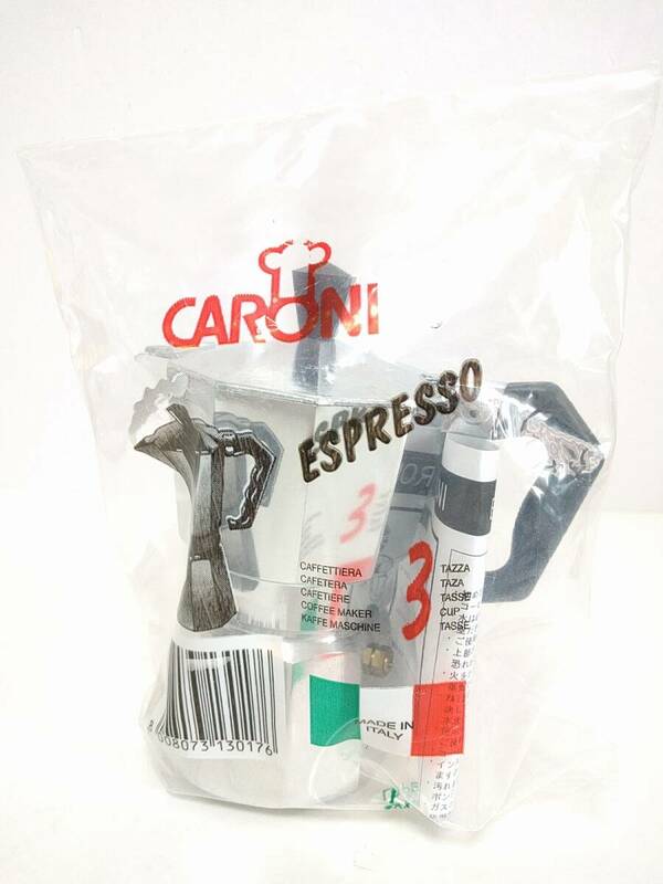 【新品未開封】イタリア製 直火式 エスプレッソメーカー 1Cup CARONI Espresso Maker マキネッタ モカエキスプレス アウトドア