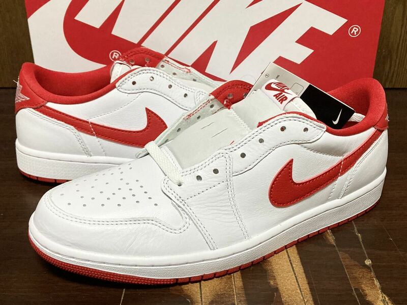 23年製 NIKE AIR JORDAN 1 RETRO LOW OG ナイキ エア ジョーダン レトロ AJ1【CZ0790-161】ホワイト レッド 天然皮革 白×赤 US10