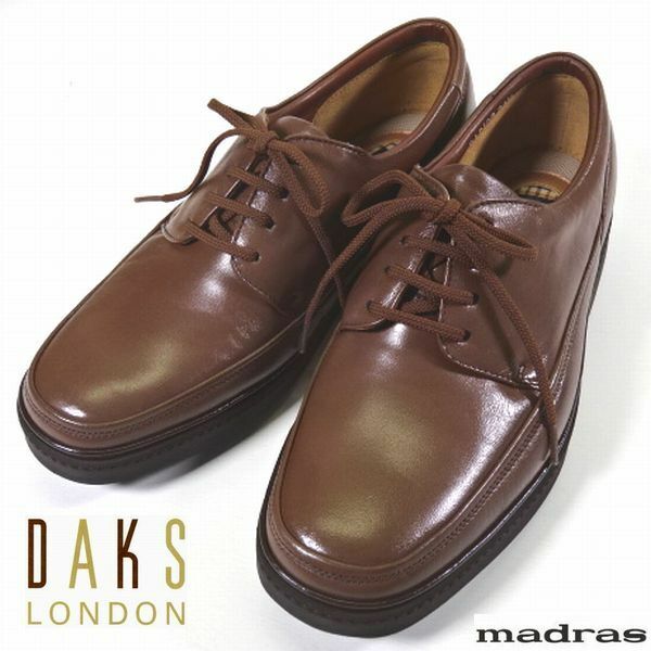 新品 DAKS LONDON madras製造 日本製 本牛革 レザー ビジネスシューズ 靴 26.0cm 茶 マドラス ダックス ロンドン メンズ 男性 紳士 スーツ