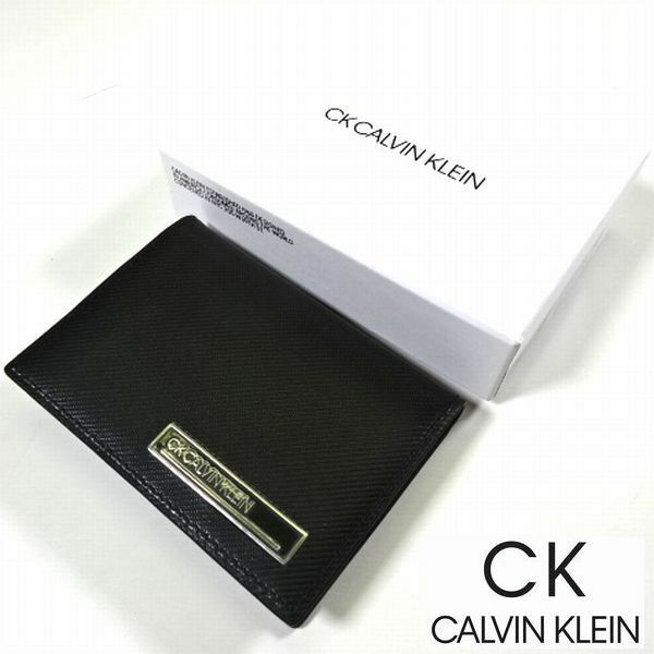 新品 CK CALVIN KLEIN カルバンクライン 定1.04万 本牛革 レザー 財布 小銭入れ コイン カードケース 黒 ポリッシュ メンズ 男性 紳士