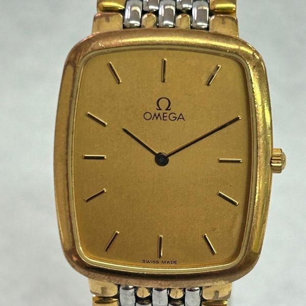 J404-O51-152 ◎ OMEGA オメガ Ω DE VILLE デビル クォーツ ゴールド文字盤 コンビ 2針 メンズ 腕時計 ⑩