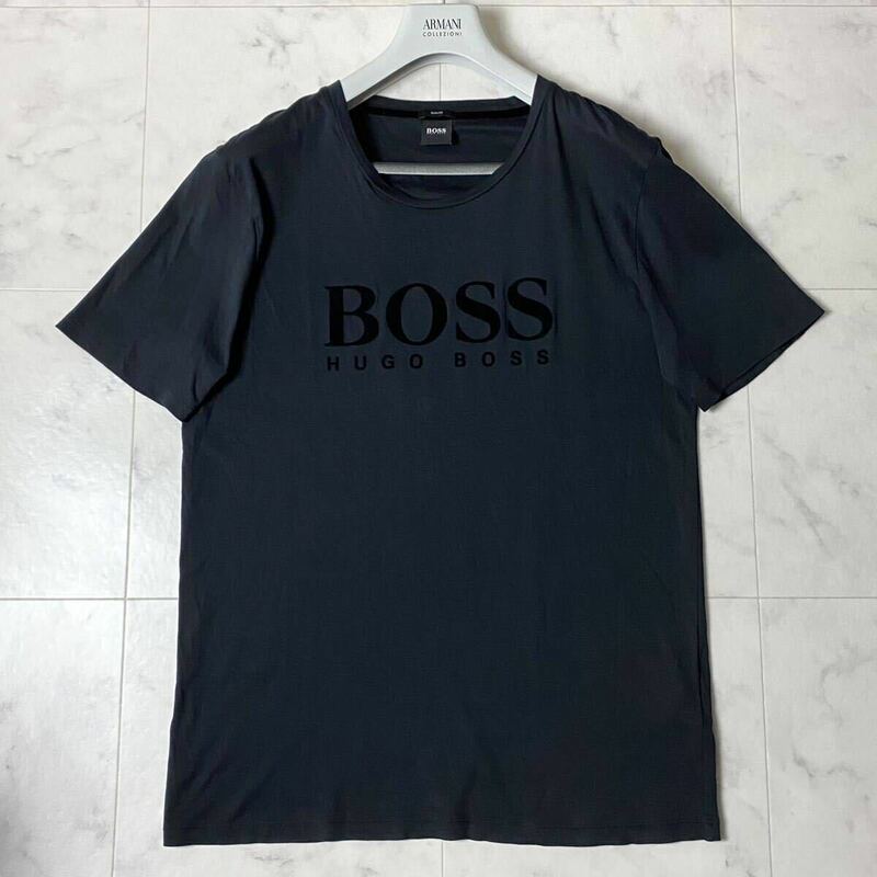 希少XLサイズ!! ヒューゴボス HUGO BOSS ビッグロゴ 半袖 Tシャツ ブラック 黒 メンズ