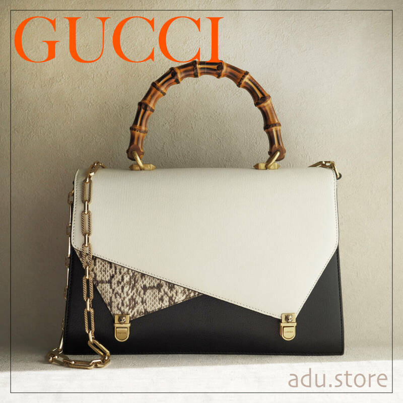 希少良品★ GUCCI グッチ オッティリア パイソン バンブー ハンドバッグ ショルダーバッグ パンサー 488712 ブランド メンズ レディース◆