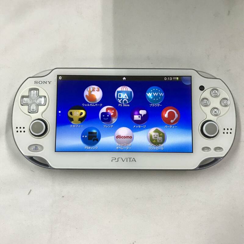 gb3215 送料無料！フタ部分難有り動作品 SONY PlayStation VITA PCH-1100 ホワイト PSVITA 本体のみ 32GBメモリ付き