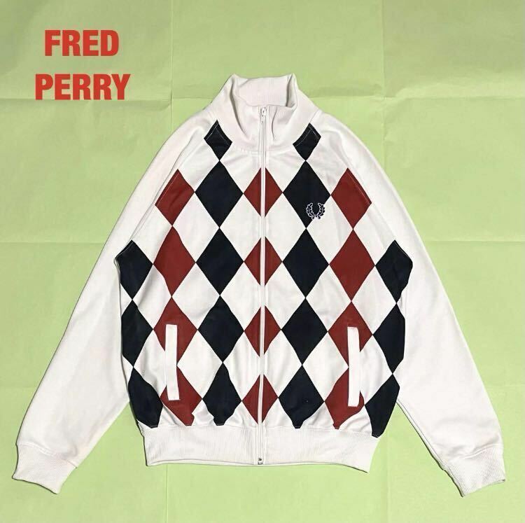 【希少】FRED PERRY　フレッドペリー　トラックジャケット　ゴルフウェア　アーガイルチェック柄　月桂樹　刺繍ロゴ　VINTAGE　80s　J5351