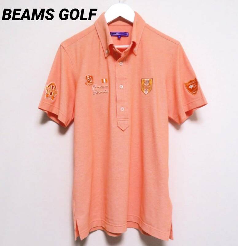 未使用に近い極美品 BEAMS GOLF ビームスゴルフ 鹿の子ポロシャツ ボタンダウンドライポロ 吸汗速乾 半袖トップス メンズウエア 春夏物