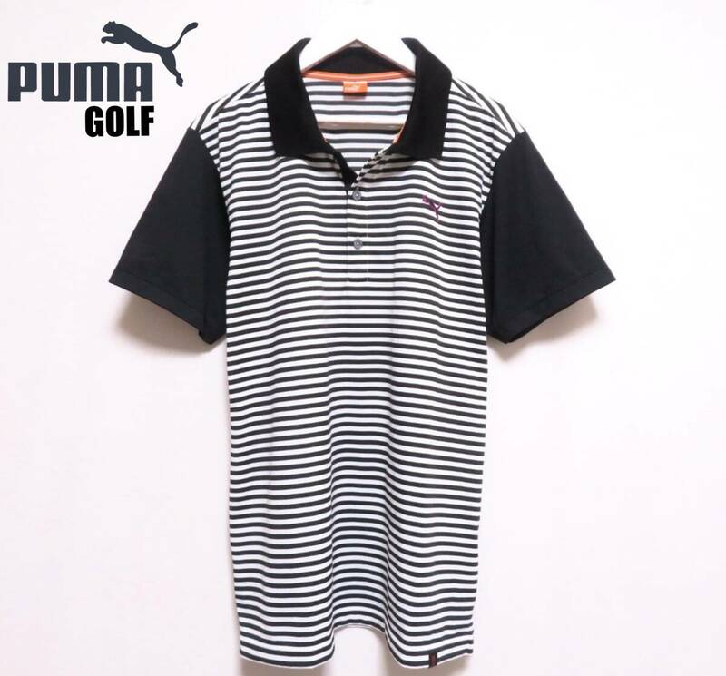 未使用に近い極美品 PUMA GOLF プーマ ドライポロシャツ ボーダー 吸汗速乾 接触冷感 クール 半袖トップス メンズ ゴルフウエア 春夏物