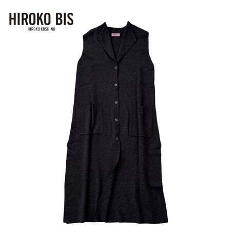 NC788ね＠ HIROKO BIS 美品 ロングカーディガン ニット セーター ノースリーブ レディース サイズ9/M　 0.5