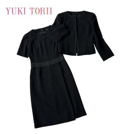 NC916ね＠ YUKI TORII 美品 ブラックフォーマル セットアップ 春夏秋 ジャケット ワンピース サイズ7/S　 0.9