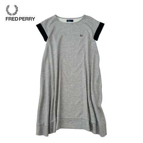 ND33ね＠ FRED PERRY 美品 Tシャツ ワンピース 半袖 レディース サイズ8/M グレー 　0.7