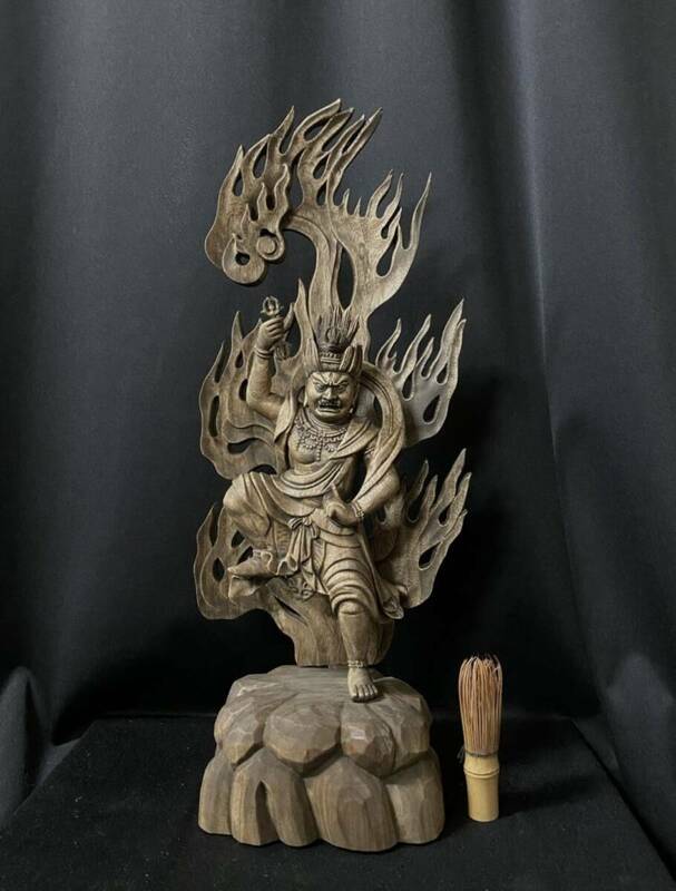 大型55cm 井波彫刻　 仏教工芸品　木彫仏教　精密彫刻 仏師で仕上げ品　蔵王権現立像