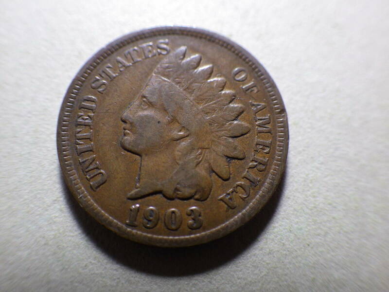 アメリカインディアン１セント銅貨　１９０３年　コレクター放出品