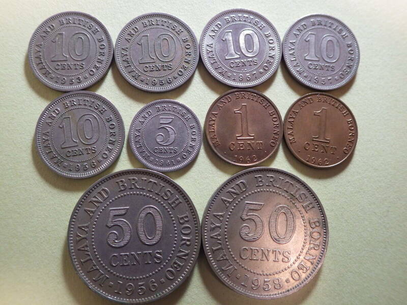 英領マラヤボルネオのコイン　１０枚　コレクター放出品