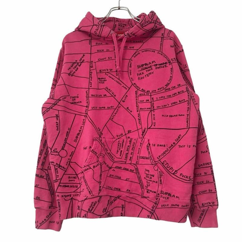Supreme シュプリーム Gonz Embroidered Map Hooded Sweatshirt パーカー フーディー スウェットシャツ トップス ピンク Mサイズ