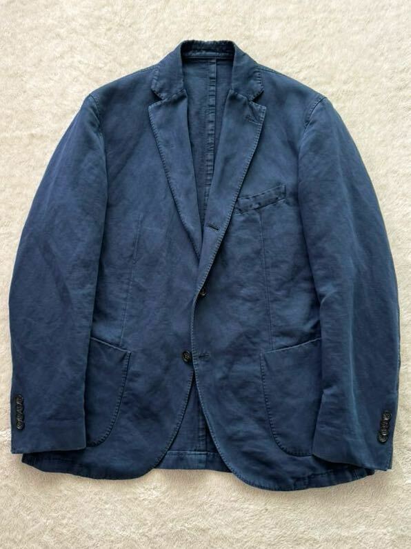 美品 春夏 MONTEDORO size50 GIACCO BLAZER モンテドーロ 製品染め ネイビージャケット ブレザー メンズ スロウウエア 